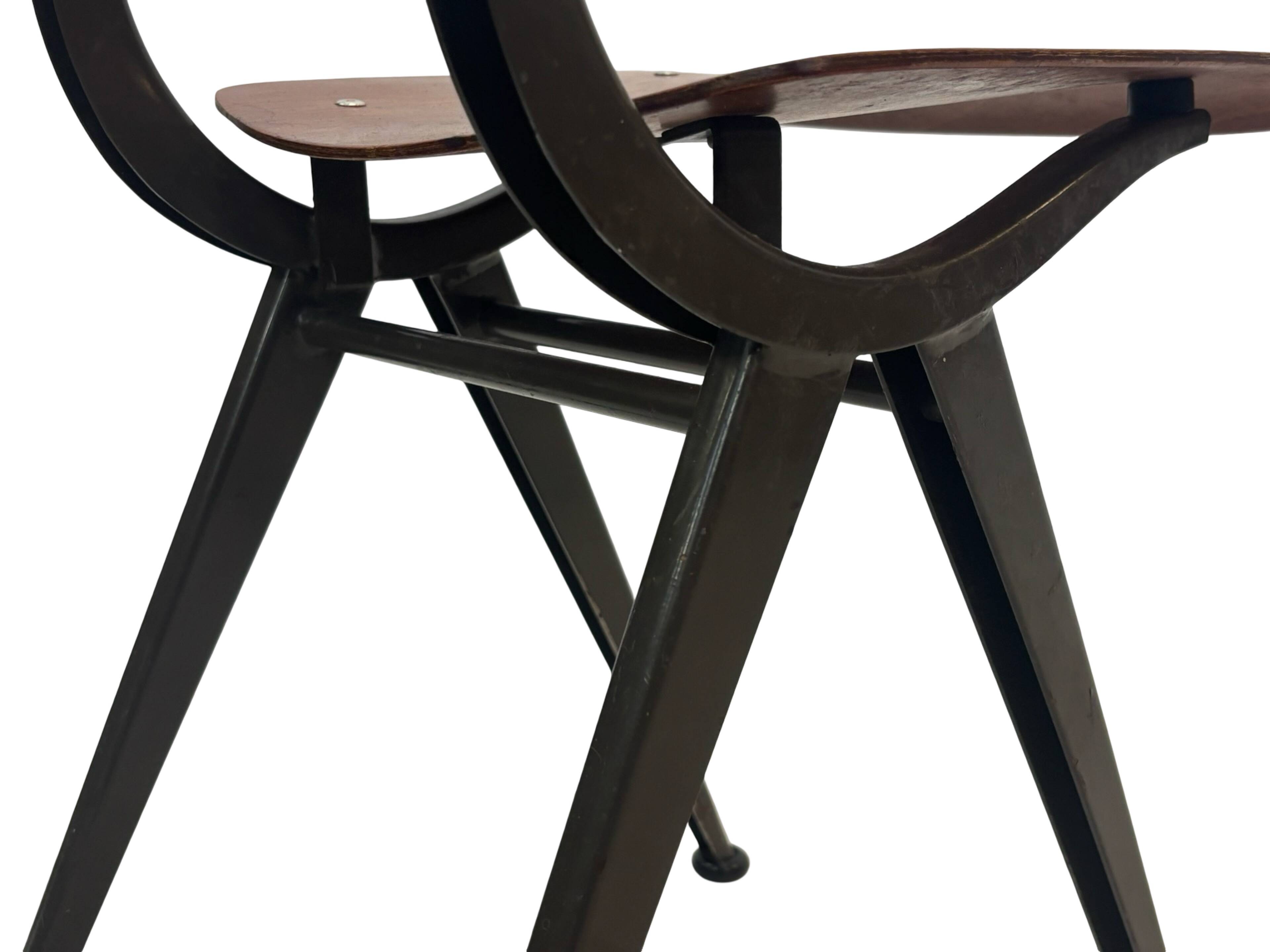 Vintage industrial children's chair, school chair, Dutch design