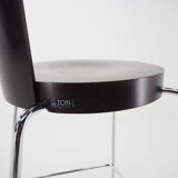 Midcentury chrome and wood bar stools by Ton, Czechoslovakia, 1980s