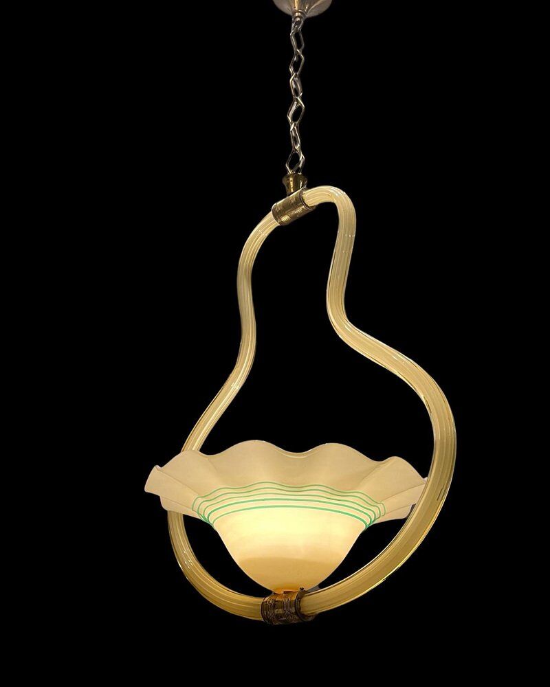 Yellow Italian Murano Glass Pendant Light
