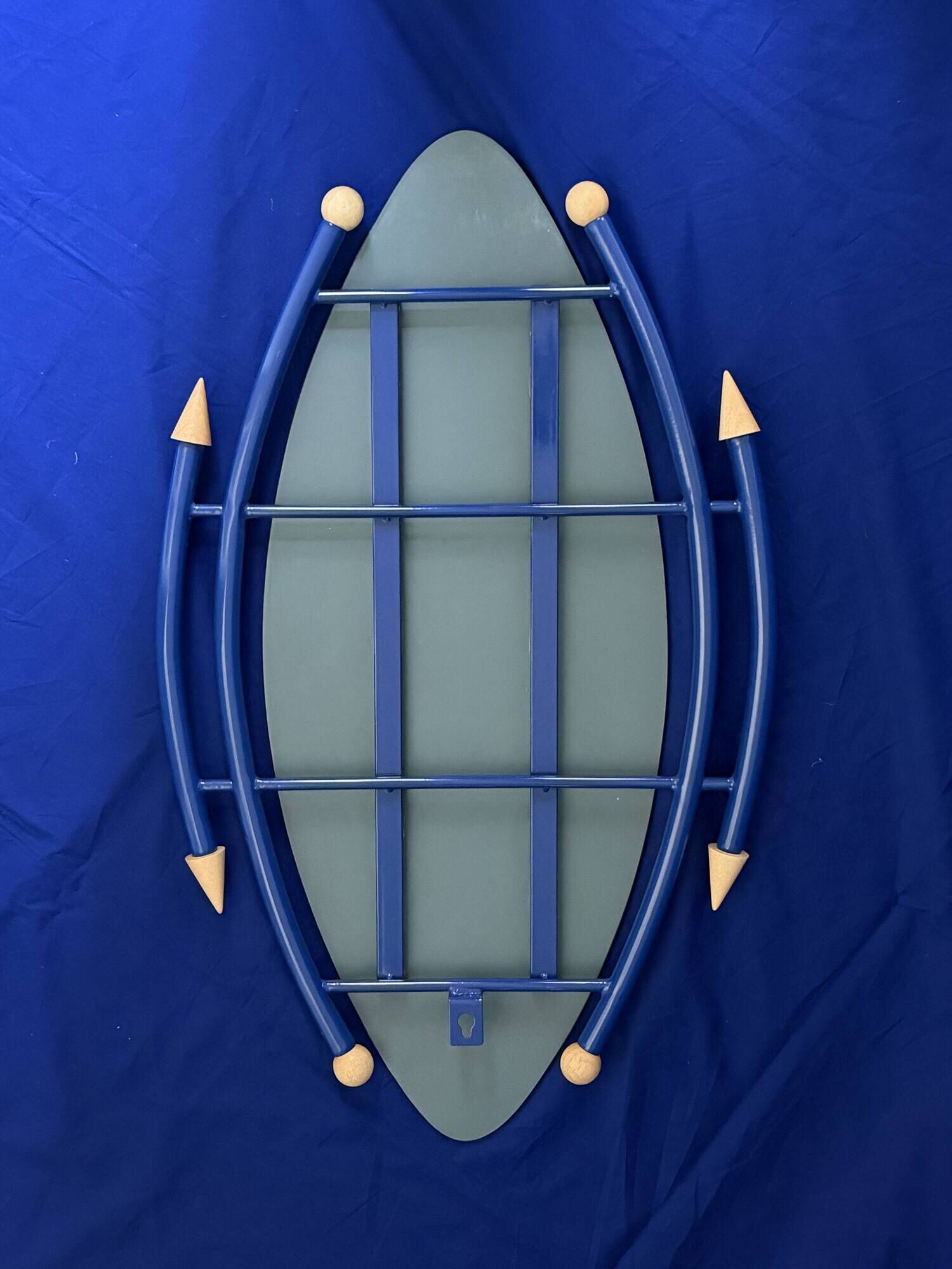 Asymmetrical postmodern blue mirror – Memphis style, 1980s