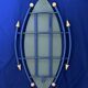 Asymmetrical postmodern blue mirror – Memphis style, 1980s