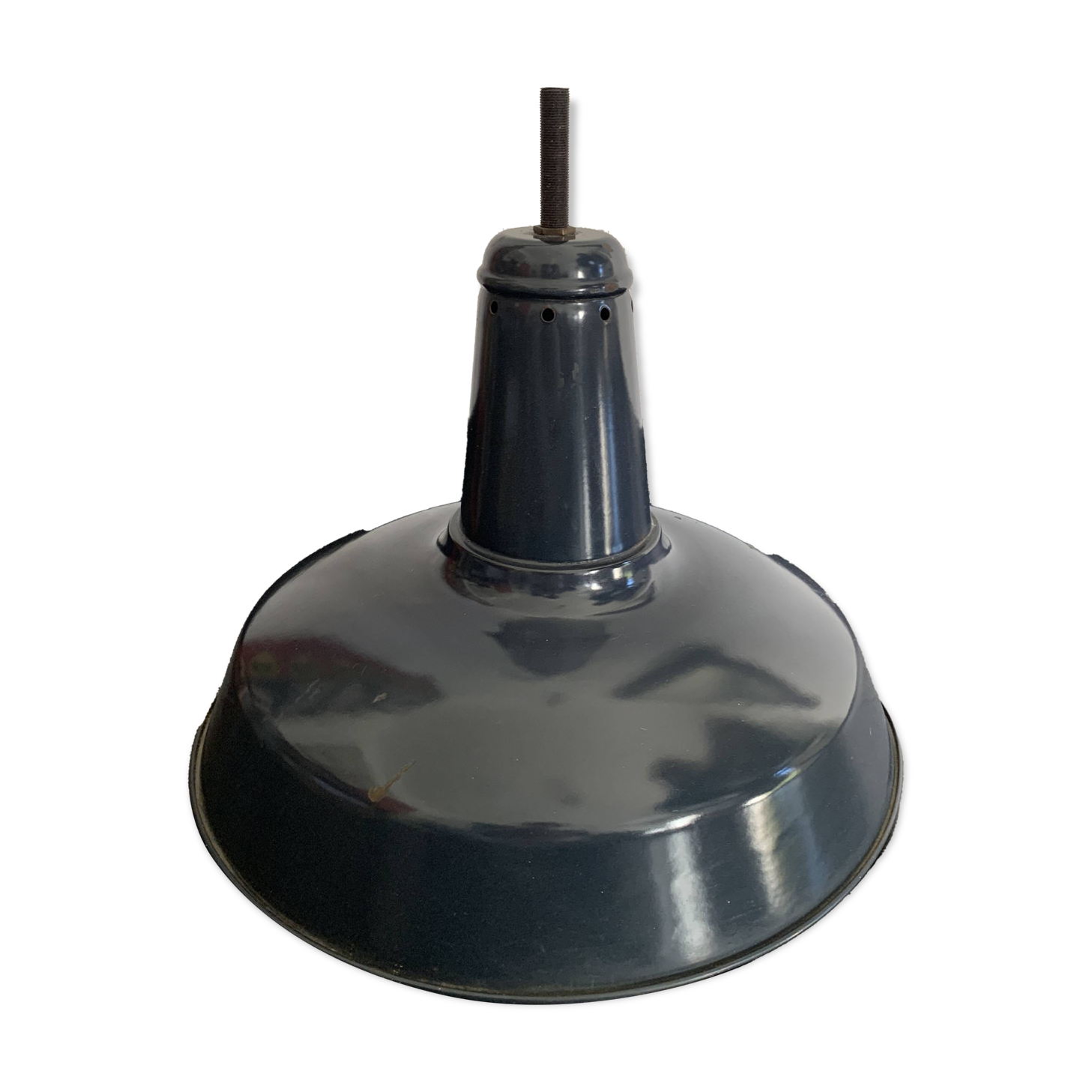 Vintage 1940s marine enamelled bowl pendant lamp - 47 x 40 cm