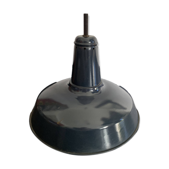 Vintage 1940s marine enamelled bowl pendant lamp - 47 x 40 cm