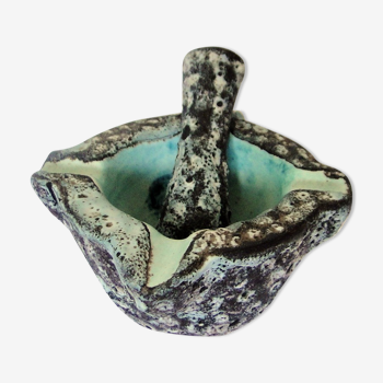 Mortier avec pilon en ceramique ecume années 60