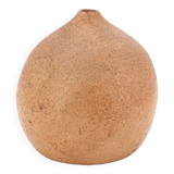 Vase boule en grès chamotté signé, années 70