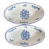 Luneville porcelain bowls with blue flowers