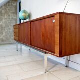 Modernist chrome steel and teak 1960