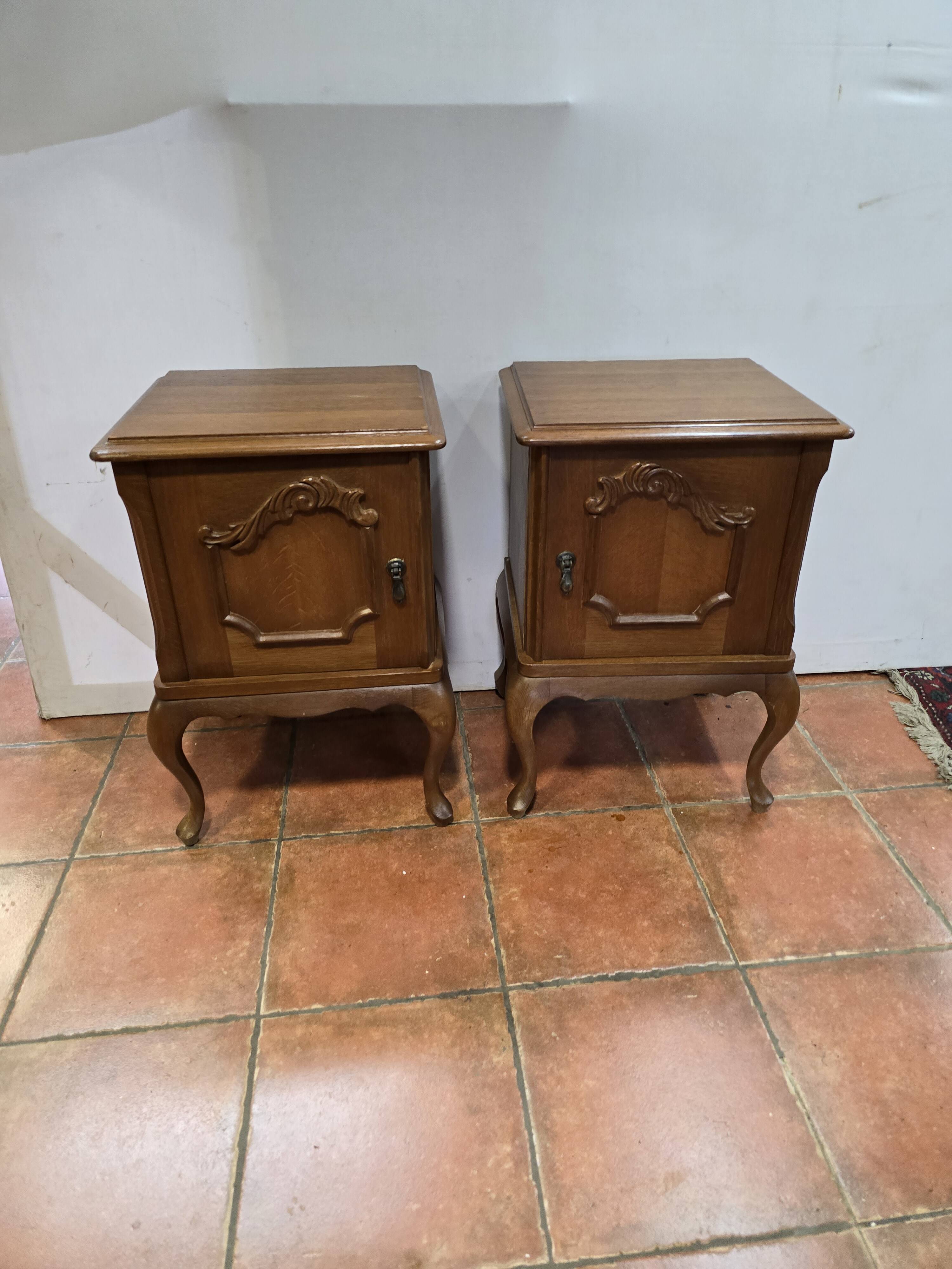 Pair of vintage 1960s oak bedside tables