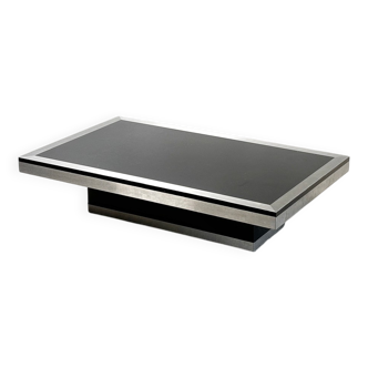 Italian brushed aluminum coffee table, 1970s