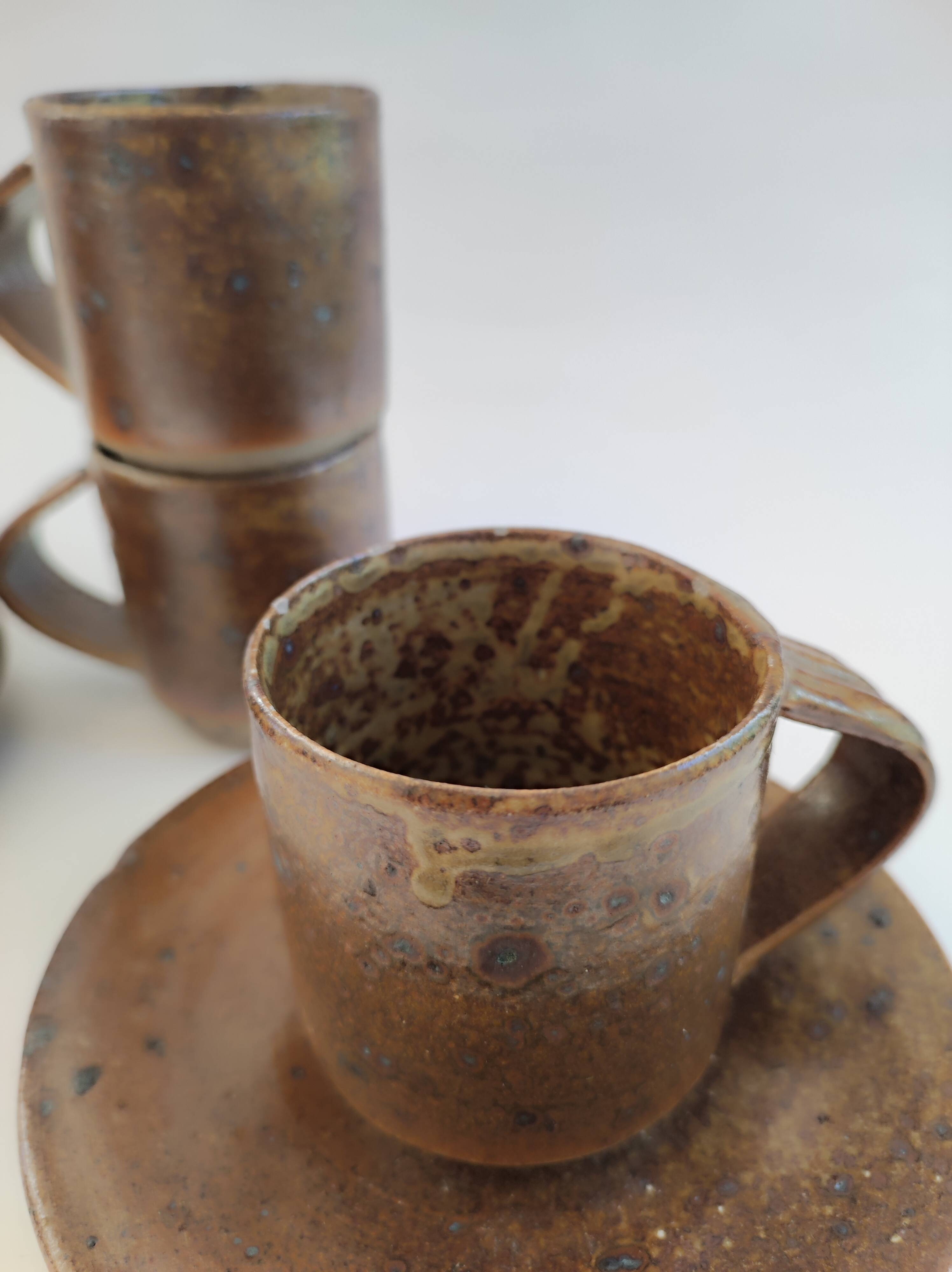 Lot de 4 tasses à café en grès de Puisaye