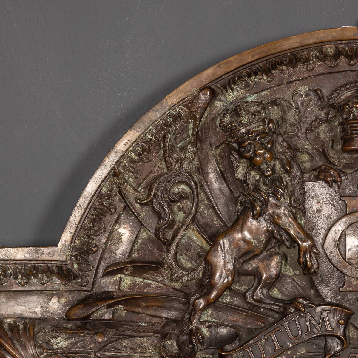 Antique 19thc cast bronze mirror, royal insurance company c.1880