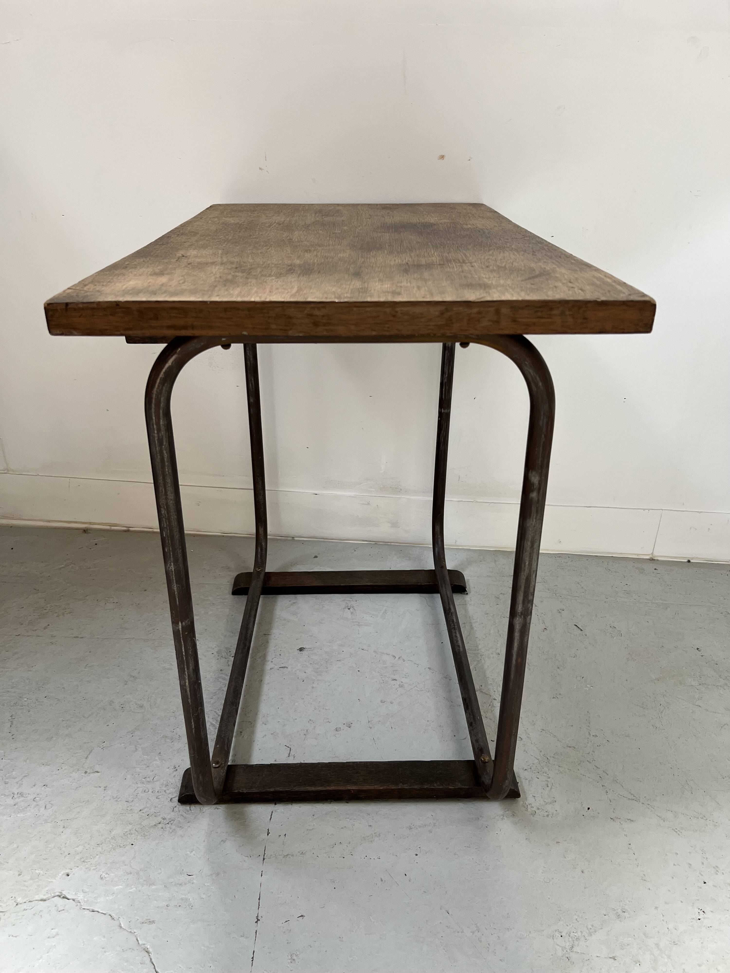 Designer desk in tube and wooden top, 20th century