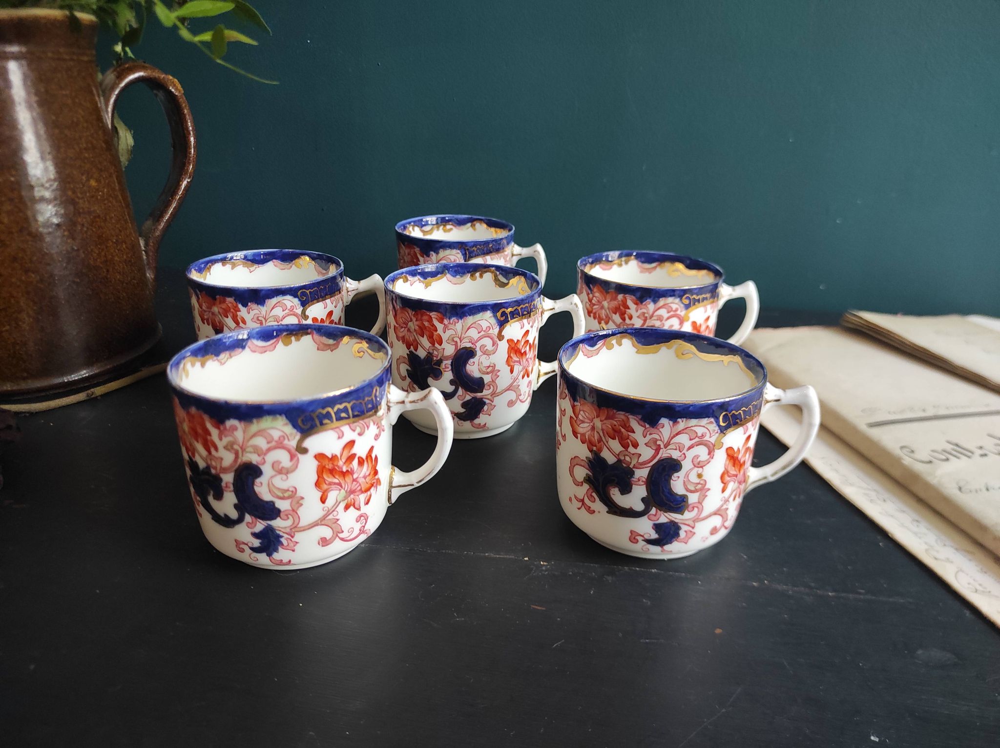 Antique Adderley & Co Lisbon pattern bon china set of 6 tea cups