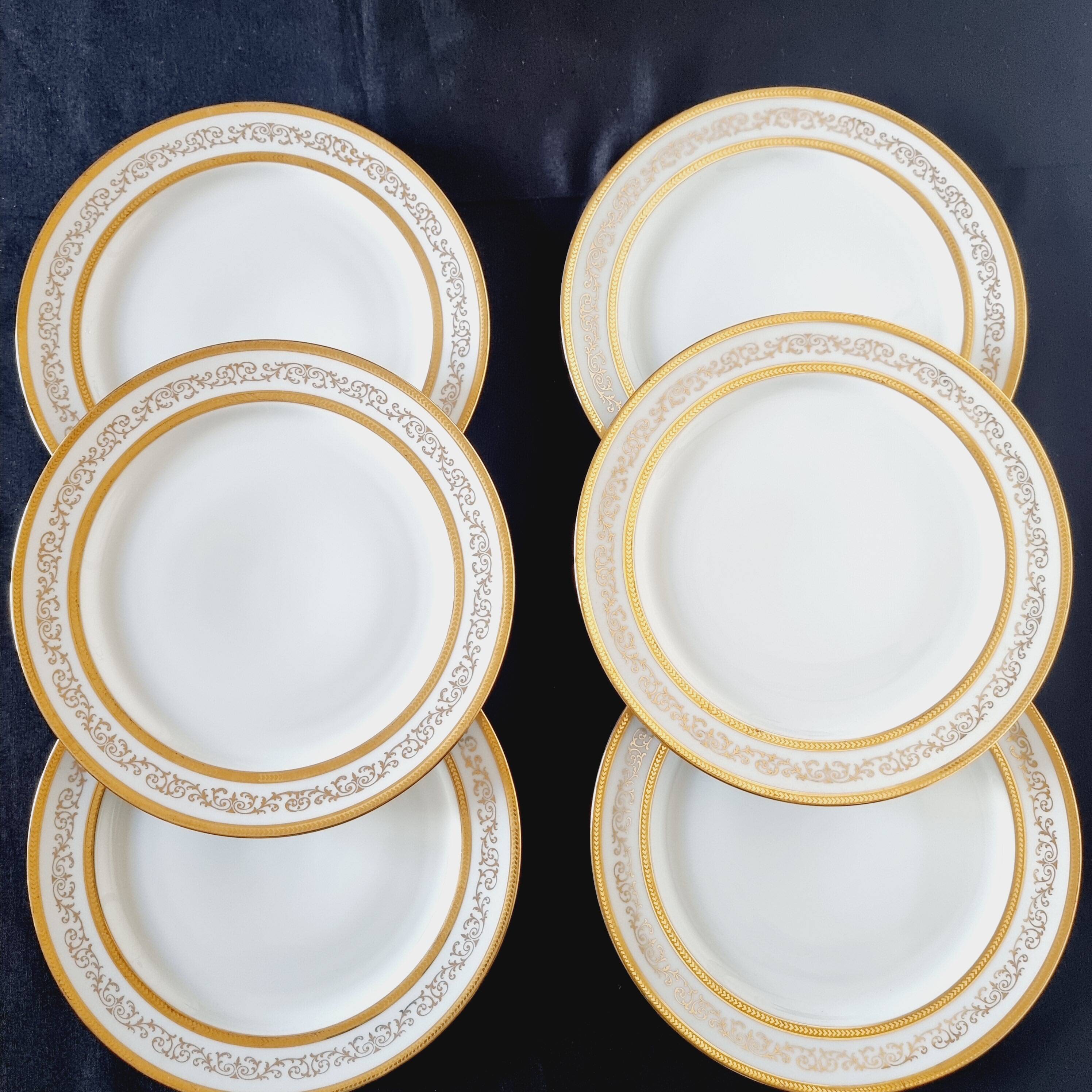 Ensemble de 6 assiettes à dessert ou à hors-d'œuvre en porcelaine fine de L