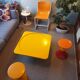 Lot table basse coffre orange  pivotante + tatam sramp 70's