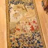 Large 19th century wall tapestry in hand-woven wool and cotton