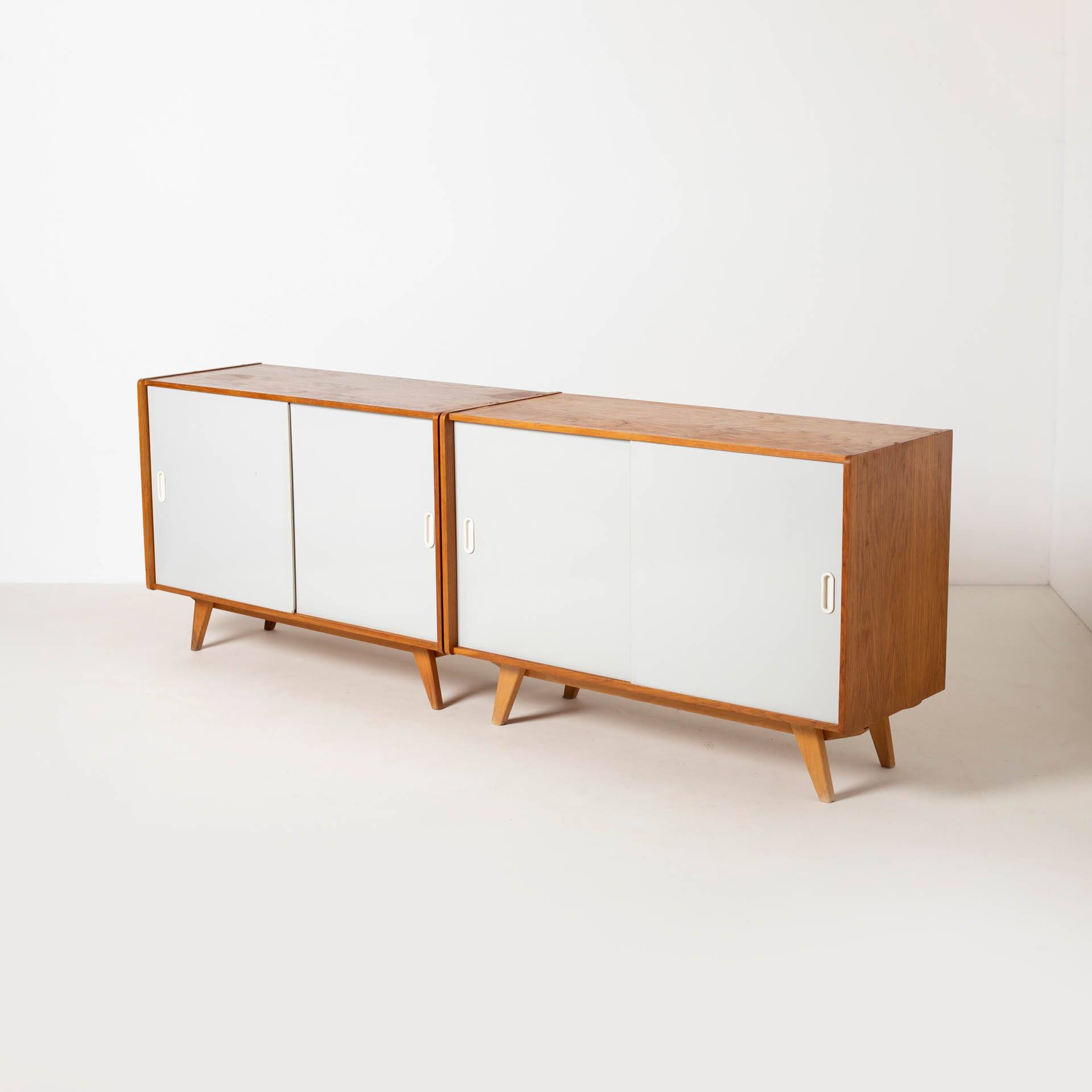 1 of 2 Jiri Jiroutek sideboard with sliding door, Czechoslovakia, 1960s