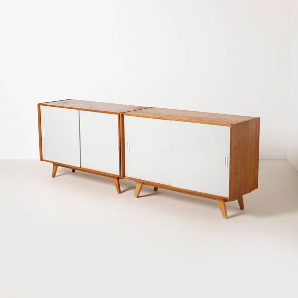1 sur 2 buffet Jiri Jiroutek avec porte coulissante, Tchécoslovaquie, années 1960
