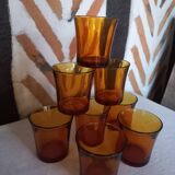 8 Duralex amber tumbler glasses