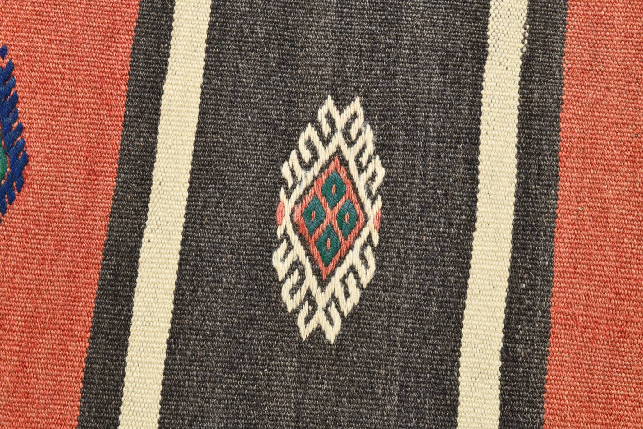 6x9 Terracotta Red & Brown Vintage Kilim Rug, Rugged Carpet, 175x270Cm