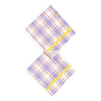 Paire de serviettes violettes et jaunes