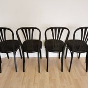 Set of 4 Vintage Black Wooden Dining Chairs: STOL Kamnik, 70s, Yugoslavia
