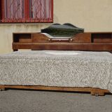 Cozy set and Art Deco bed in solid walnut