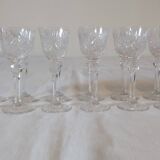 Set of 12 stemmed cut crystal liqueur glasses