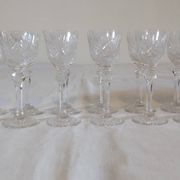 Set of 12 stemmed cut crystal liqueur glasses