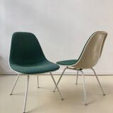Pair of chairs low base Charles and Ray Eames, fabric Alexander Girard, ed. Herman Miller, 1970