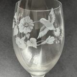 6 engraved crystal wine glasses