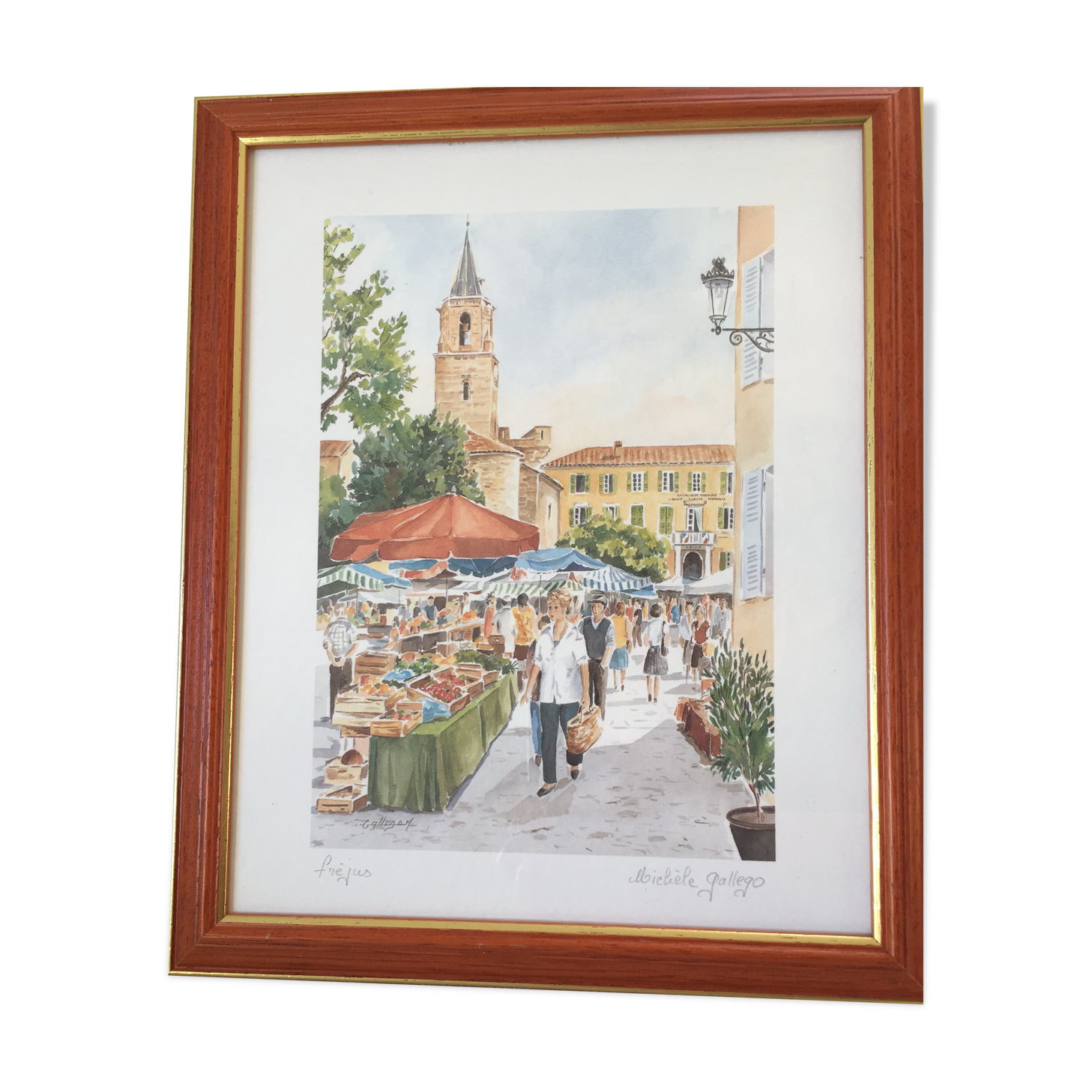 Framed watercolor by Michèle Gallego - Fréjus