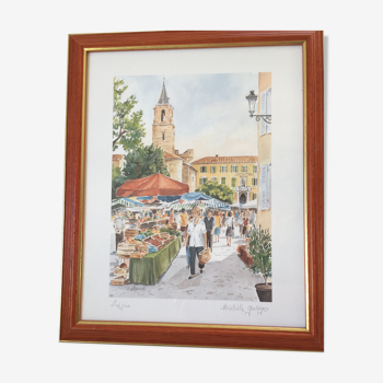 Framed watercolor by Michèle Gallego - Fréjus