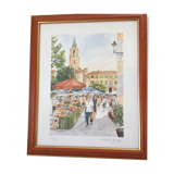 Framed watercolor by Michèle Gallego - Fréjus