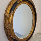 Large Gold Leaf Medallion Mirror with Beveled Glass - "Milo"