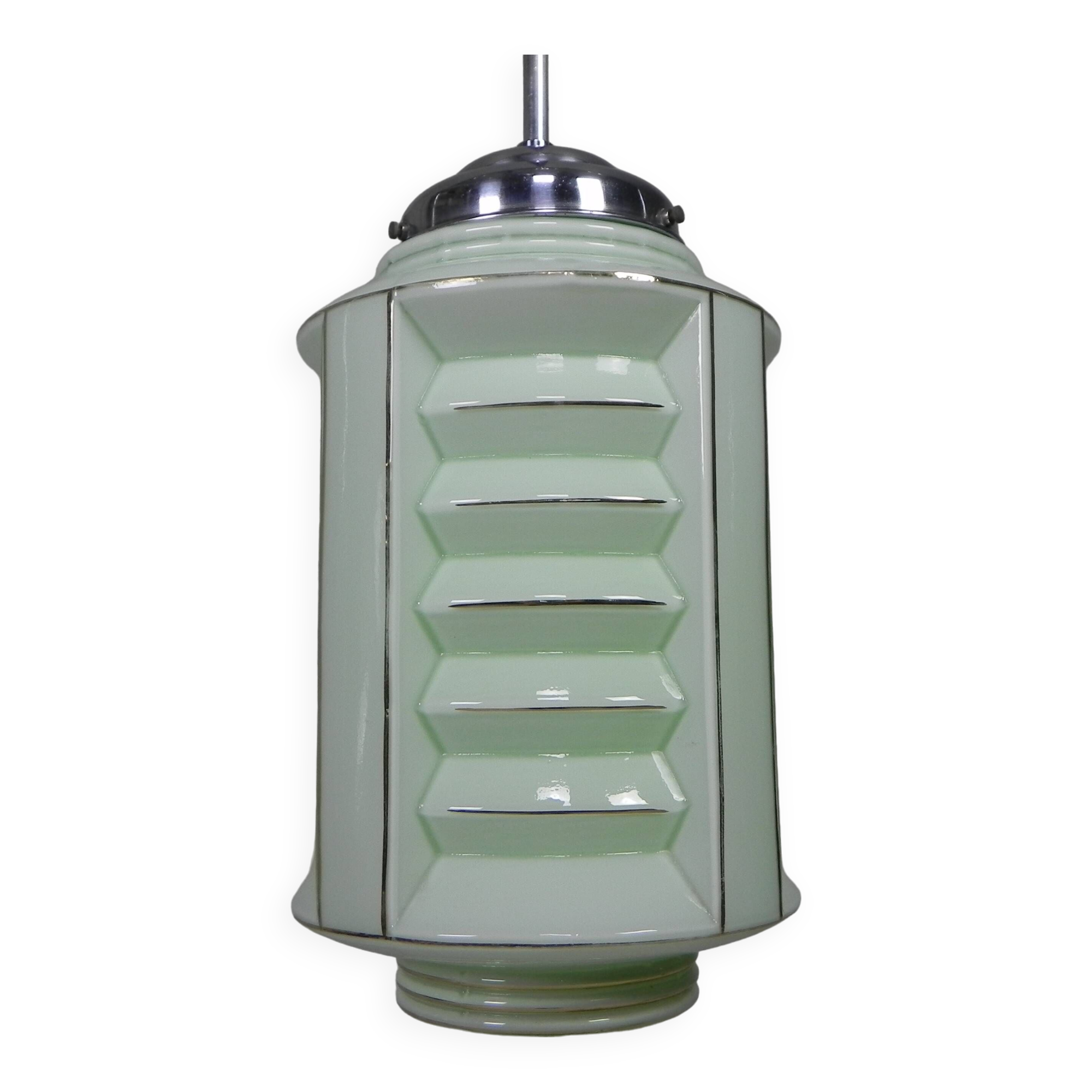 Art Deco pendant lamp with glass lantern shade, 1930s