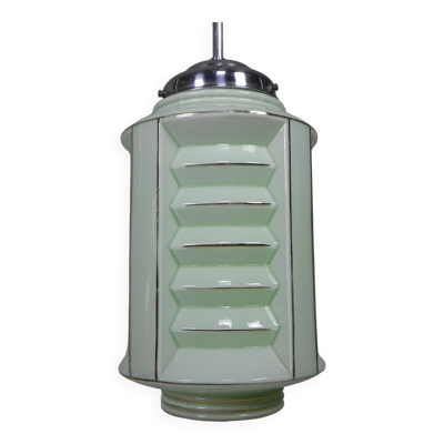 Art Deco pendant lamp with glass lantern shade, 1930s