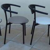 6 gondola-style chairs with luxurious metal structure and imitation leather