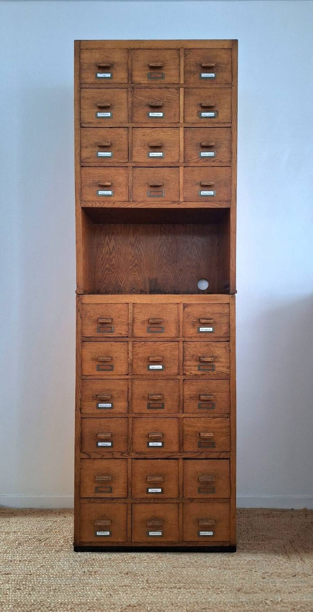 Very large vintage workshop furniture with 30 drawers, haberdashery compartments.