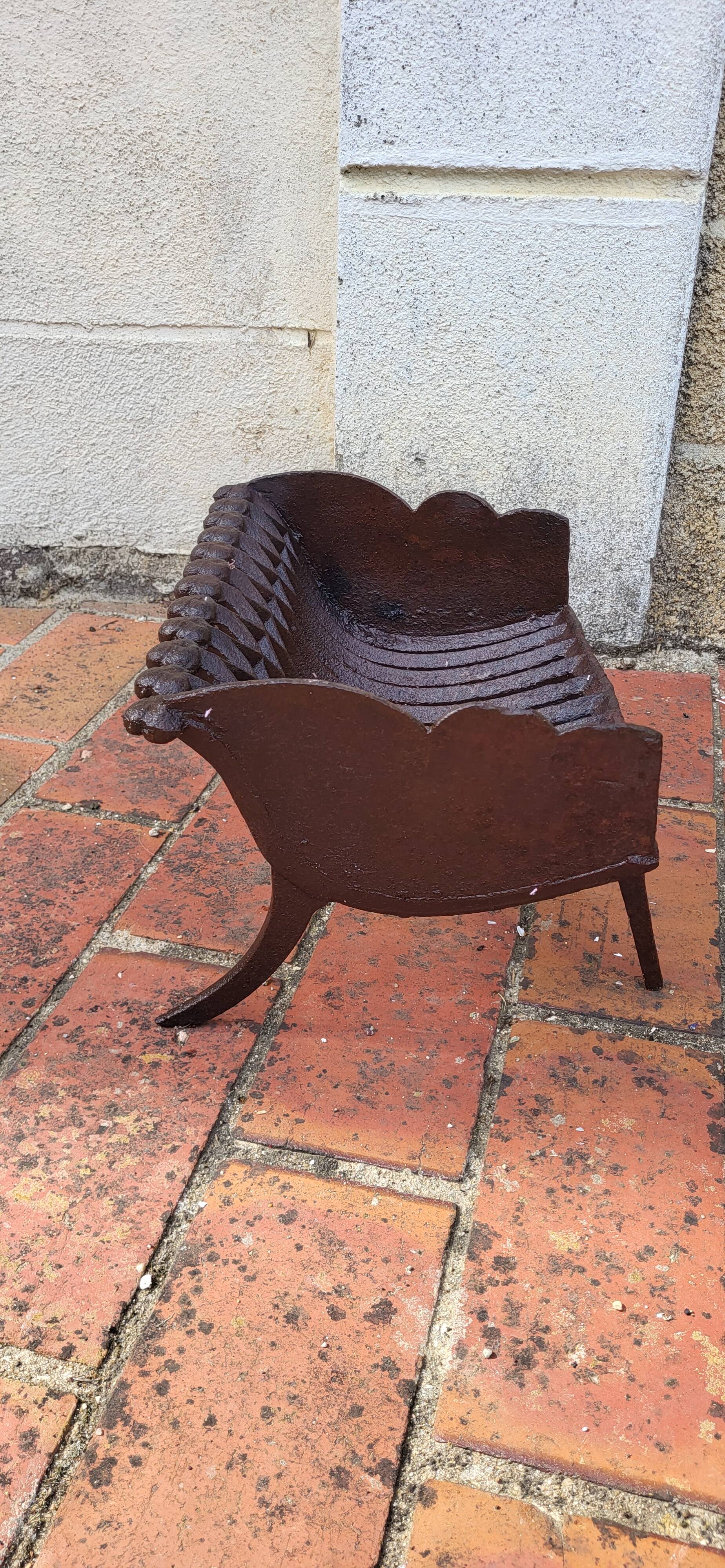 Cast iron fireplace basket log holder