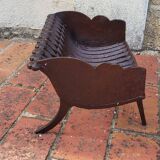 Cast iron fireplace basket log holder