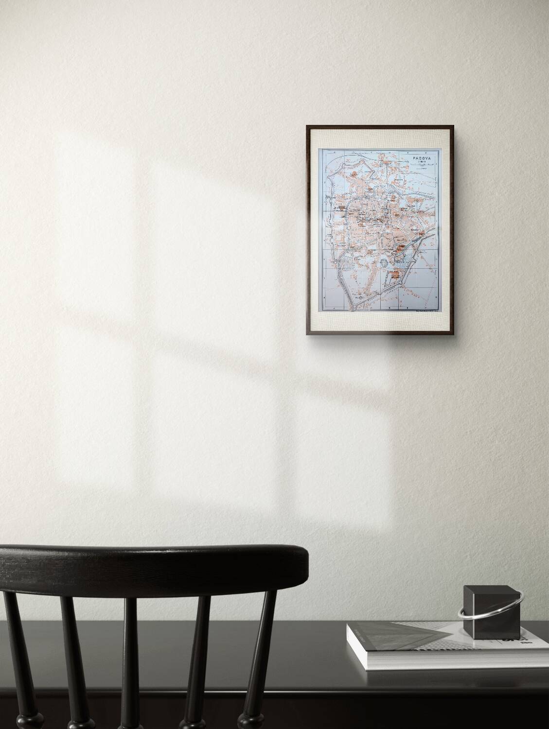 Printed in 1909, map of Padua (Padova), Veneto, Italy.