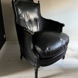 Bergère cuir noir