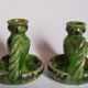 Duo of vintage potter's ceramic candle holders Regional Folk Art