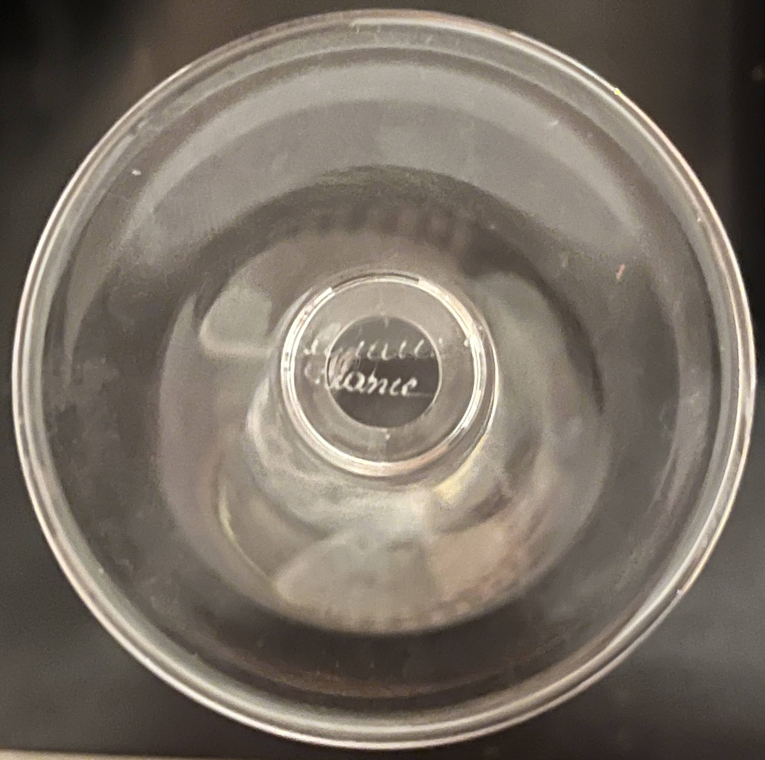 Set of two champagne glasses, crystal, Lalique France, angel model.