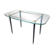 60's glass, metal and brass coffee table