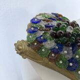 Pair of Art Nouveau bronze and Murano glass wall lights