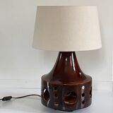 Lamp in ceramic double lighting and fabric