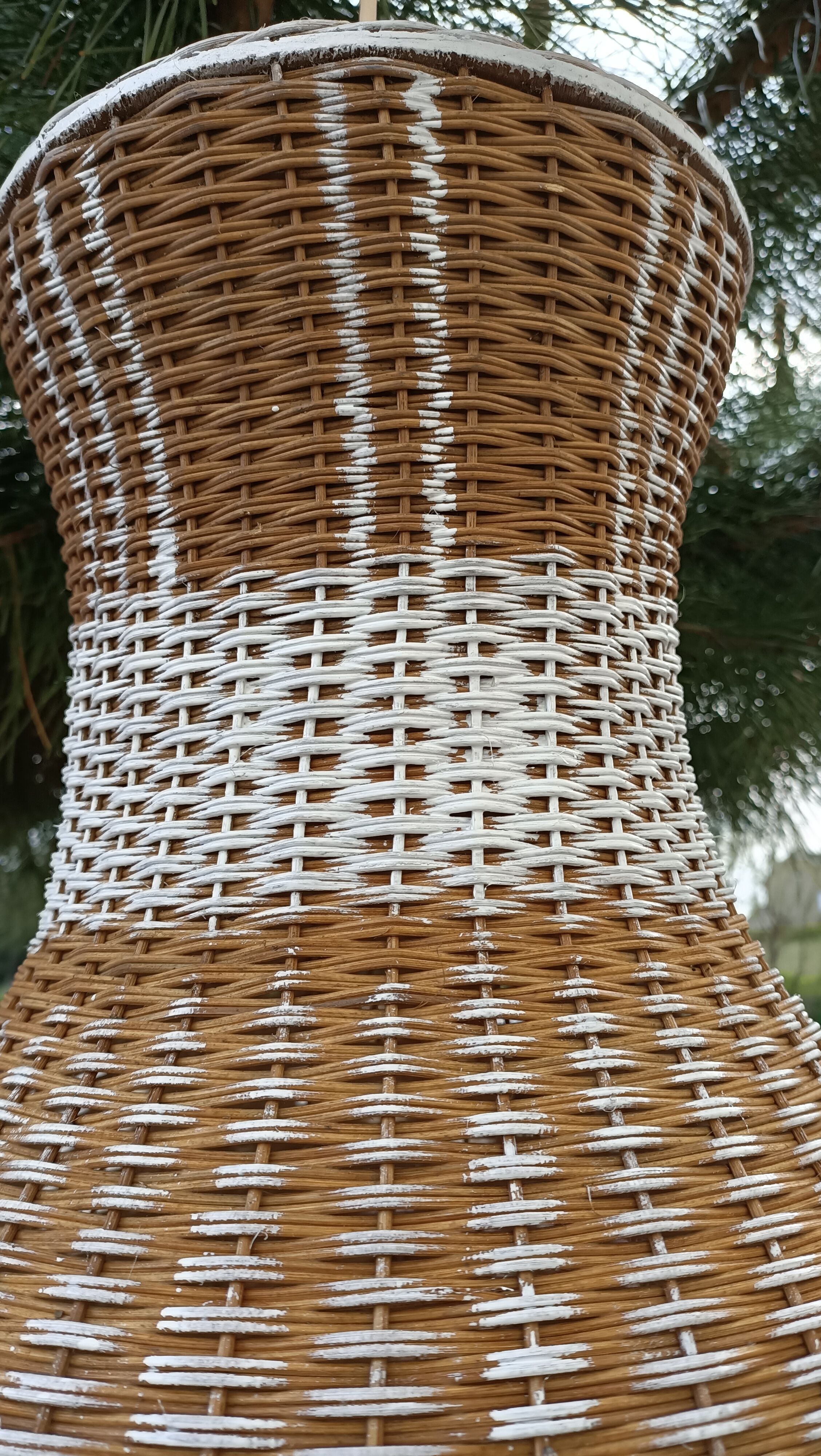 Duo of rattan hanging lamps