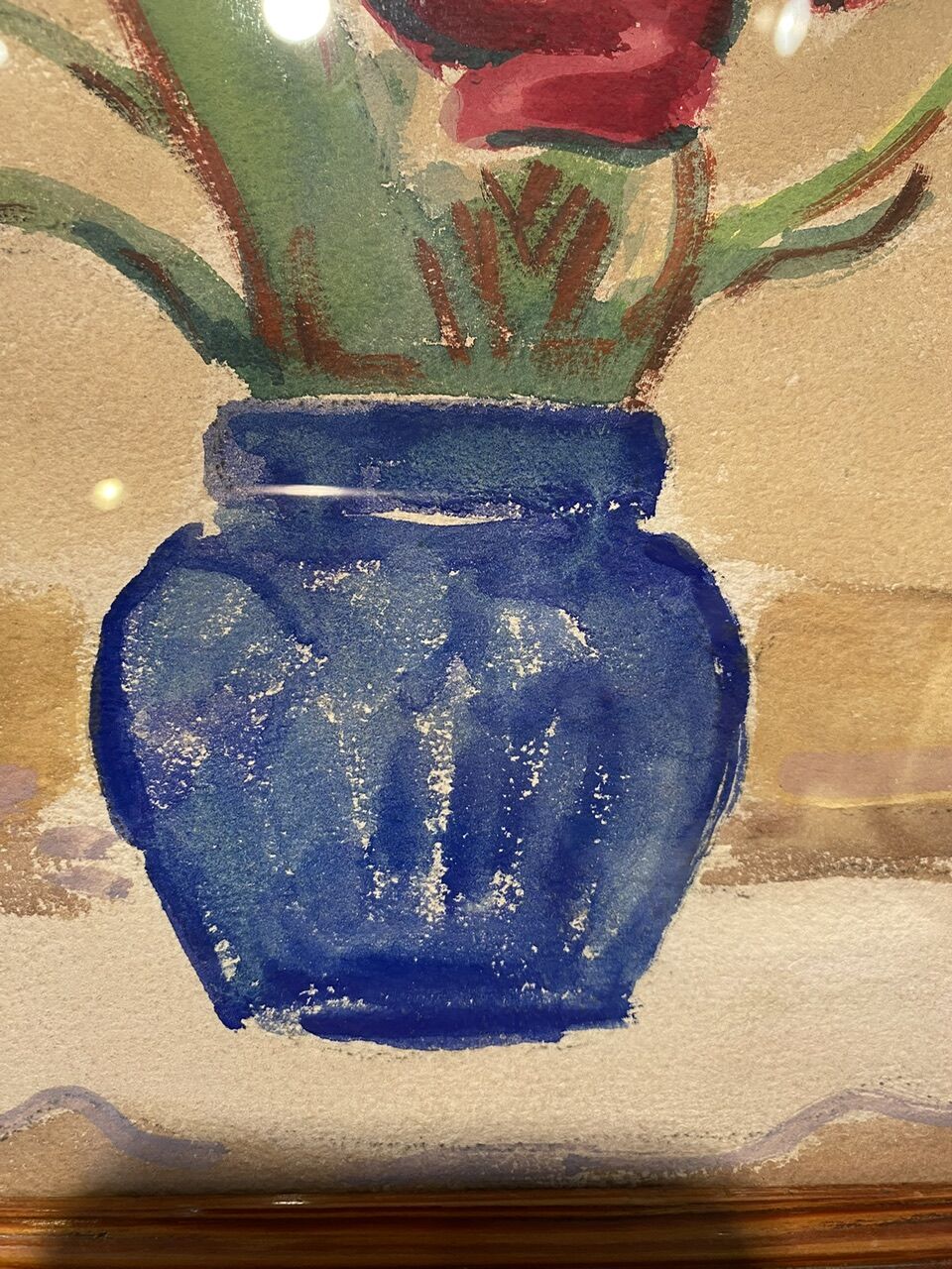 Old painting, still life with tulips, 70-80s